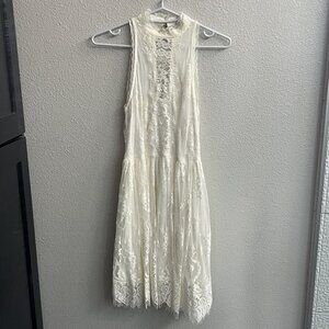Free People White Lace Sleeveless Mini Dress